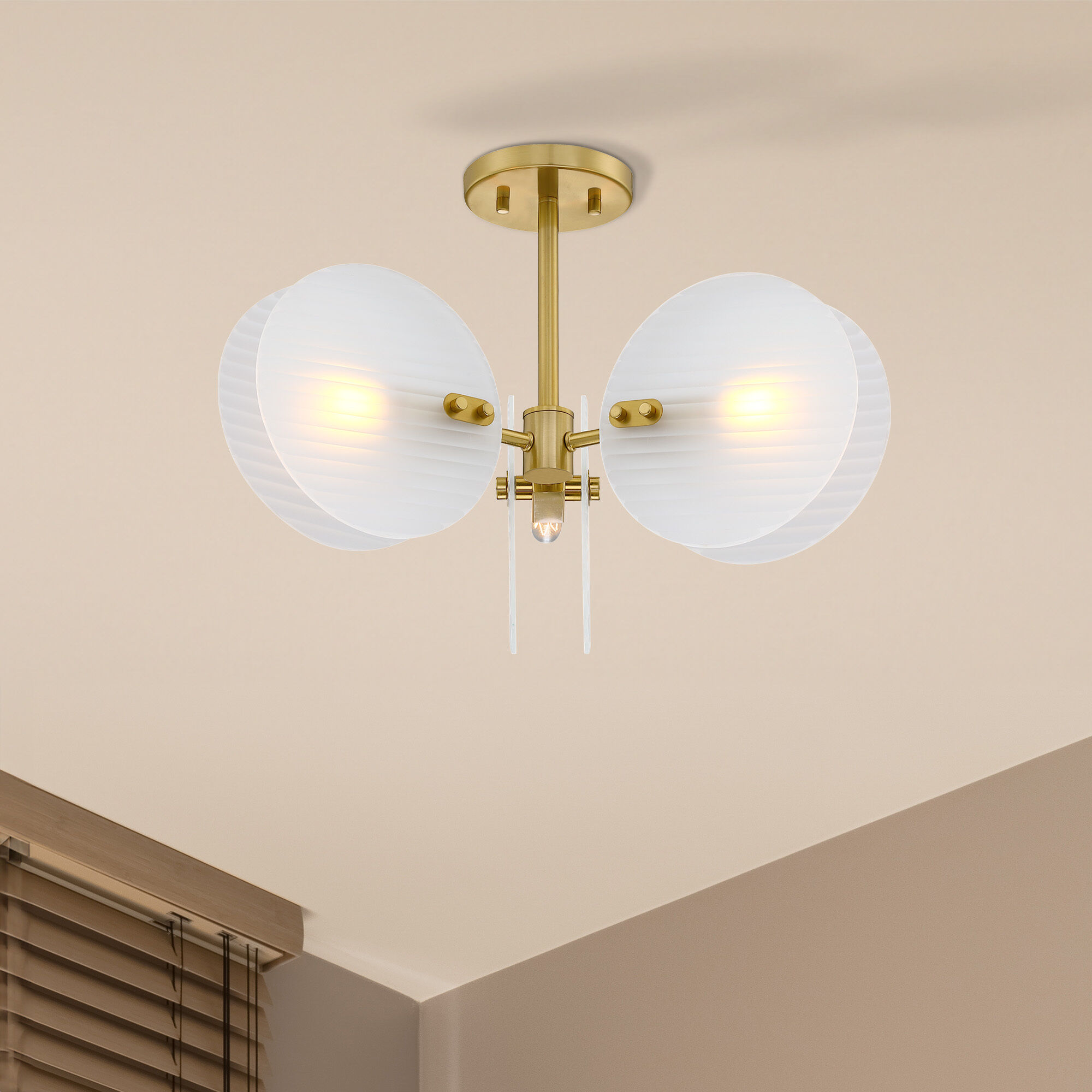 Sky Fall 3 Light 20.75 inch Brushed Gold Semi Flush Mount Ceiling Light